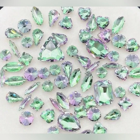 Decorative Iridescent Green & Purple Rhinestones | DIY & Sewing | New | 50 Pcs. - Picture 3 of 6